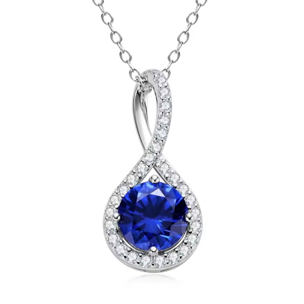 Sapphire Sterling silver infinity necklace